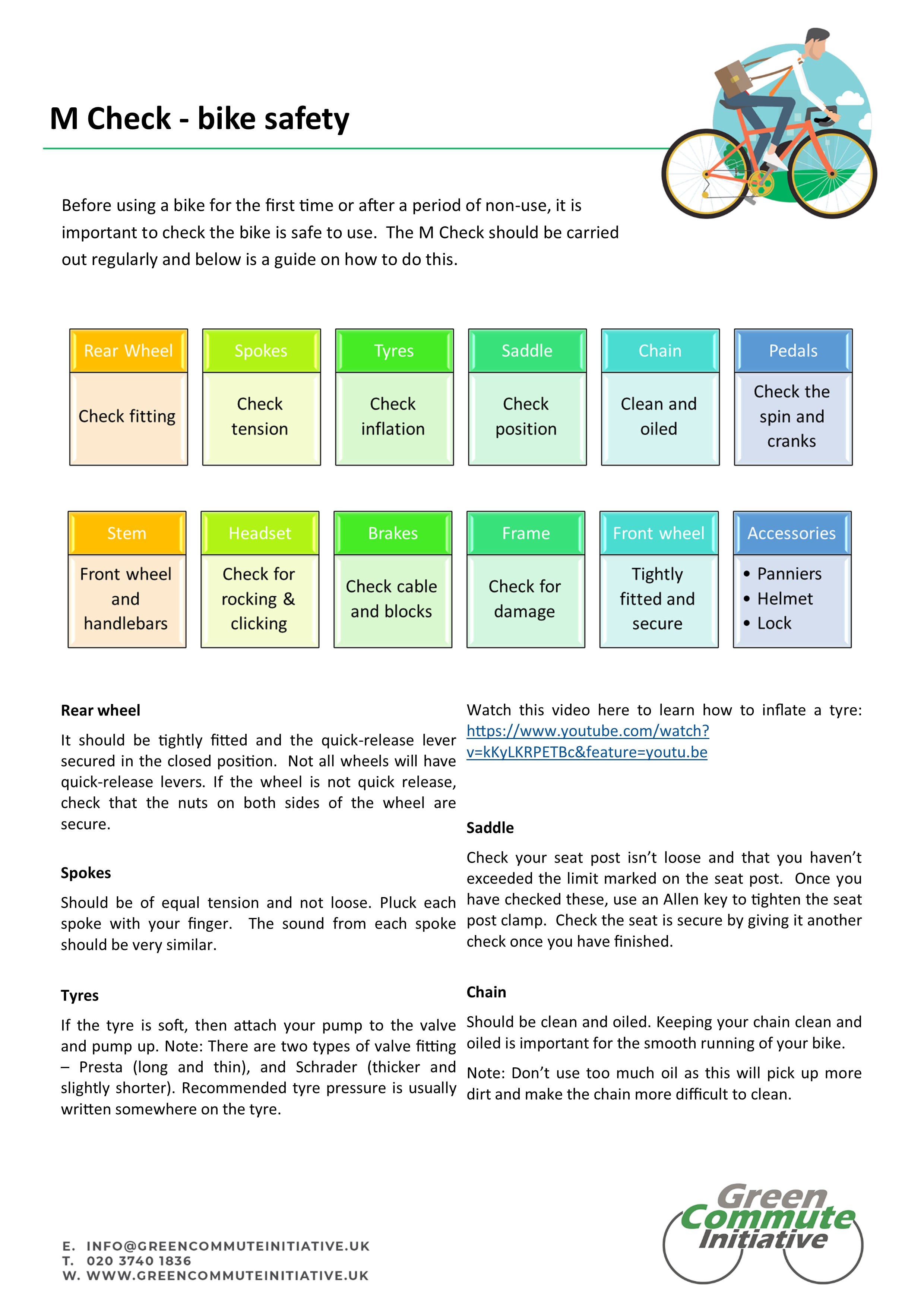 How to check your bike is safe to use when using it for the first time or after a period of non-use